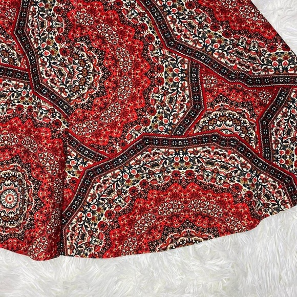 Abercrombie & Fitch Red Mandala Bohemian Mini Circle Skirt - Picture 2 of 8